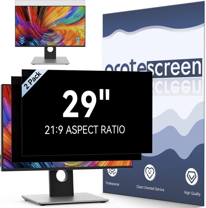 Protescreen [2-Pack] 29 Inch Computer Privacy Screen Filter for 21:9 Widescreen Monitor, Removable Eye Protection Anti Glare Blue Light Filter Privacy Shield, Anti Spy Screen Protector Film 29 In - Image 1